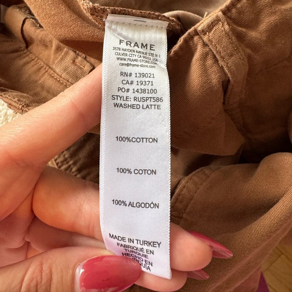 Frame Washed Flax Brown Cropped Cargo Pants Size 25 - Picture 7 of 9